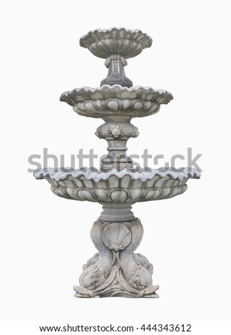 Old Roman Fountain isolated on white background. Clipping path. Royalty-Free Stock Photo #444343612