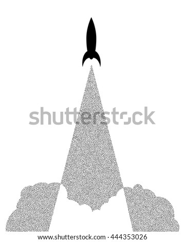 Rocket launch. Dot work vector illustration
