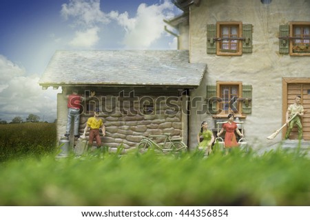 simple life in countryside of mini family - can use to display or montage on product or concept to easy life