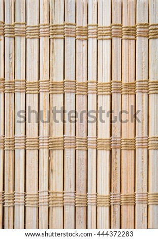 Background bamboo curtain, A component of natural bamboo and hemp rope strung with. High resolution bamboo texture pictures.