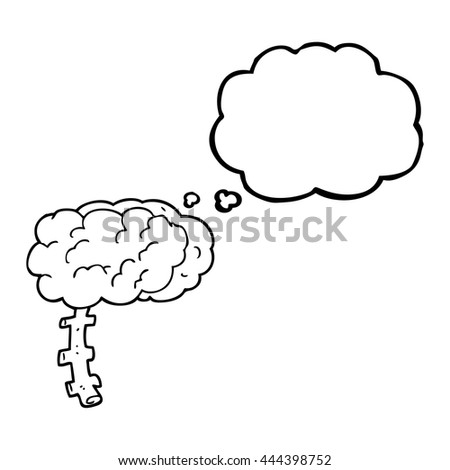 freehand drawn thought bubble cartoon brain