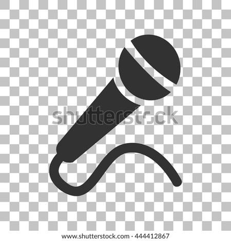 Microphone sign illustration. Dark gray icon on transparent background.