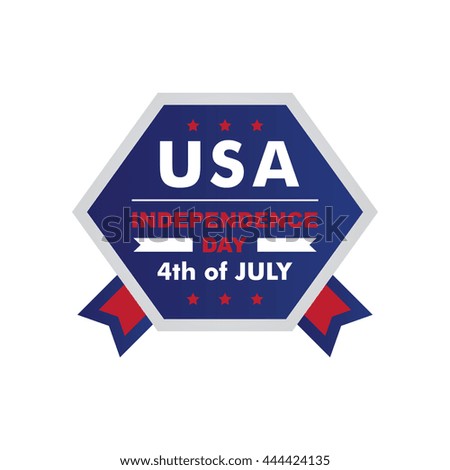 Happy independence day United States of America, 4th of July. Flat frame/ badge