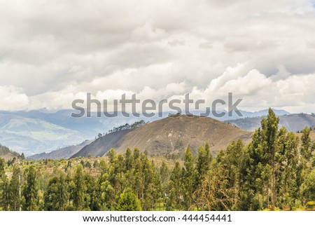 Landscape scene view from the road at Chimborazo province, Ecuador