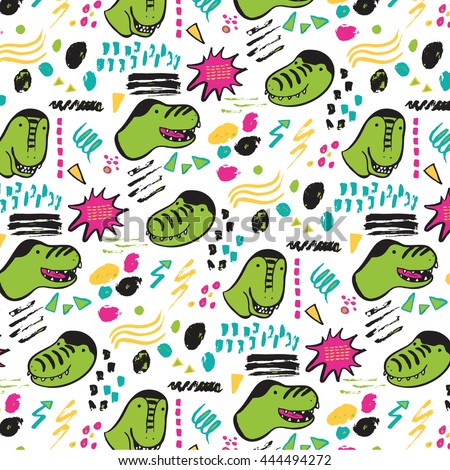 funny dinosaurs graphic color vector pattern