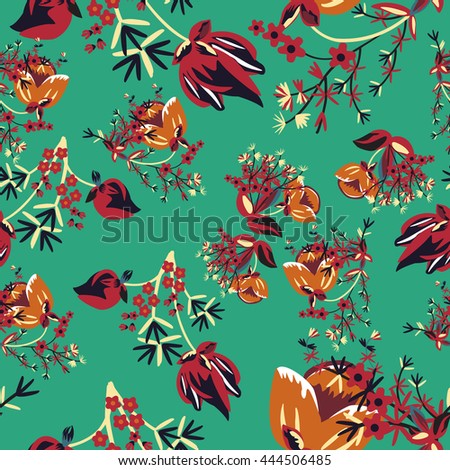 Decorative floral seamless pattern. Floral background. vector illustration, 