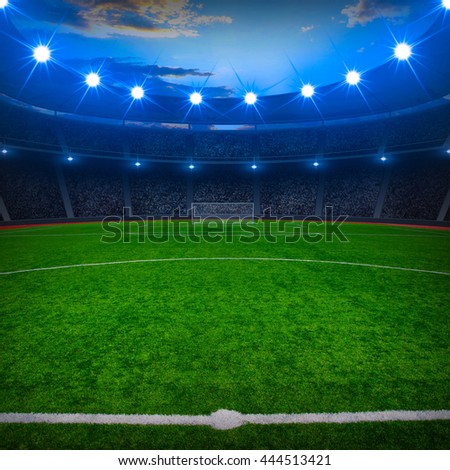 the soccer stadium with the bright lights
