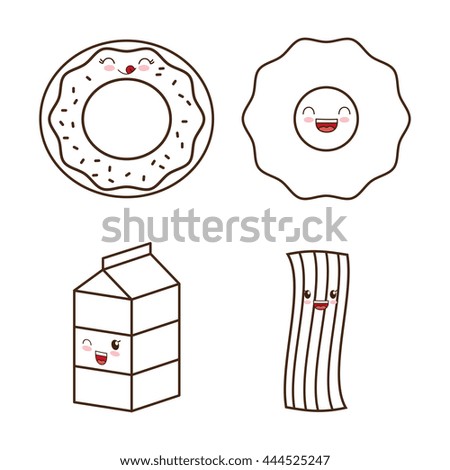 Breakfast represented by kawaii cartoon icon set design. Isolated and flat illustration