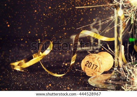 Champagne ready to bring in the New Year Royalty-Free Stock Photo #444528967