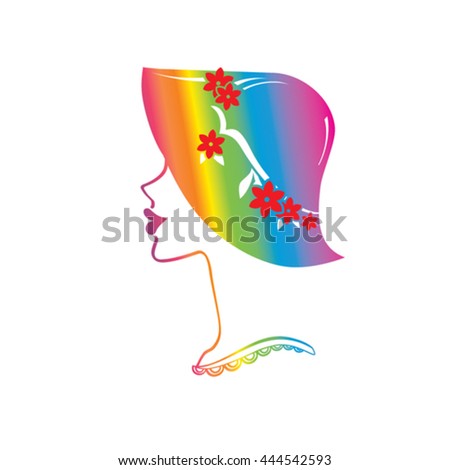 Summer fashion. Vector template with woman in hat.