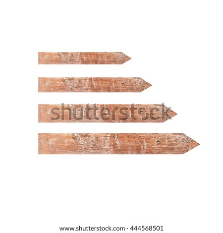 collection of wooden signs on white background. each one is a separate picture