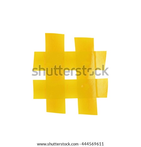 Hashtag number symbol made of insulating tape isolated over the white background