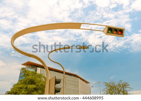  Modern style of traffic light against with blue sky in Putrajaya, Malaysia