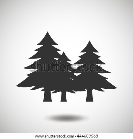 Fir-trees black icon, silhouette and vector logo. Flat isolated element. Nature sign and symbol