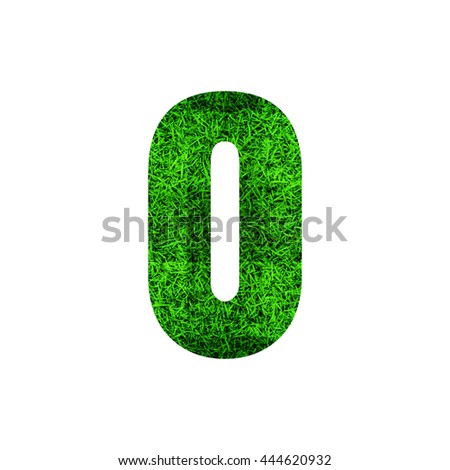 Number 0 (zero) with green grass texture background.