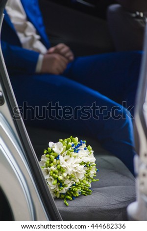 Big wedding bouquet before ceremony. 