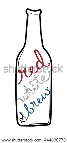 Red White and Brew Beer Bottle