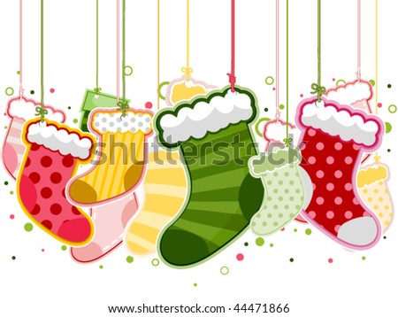 Christmas Stockings on Strings - Vector