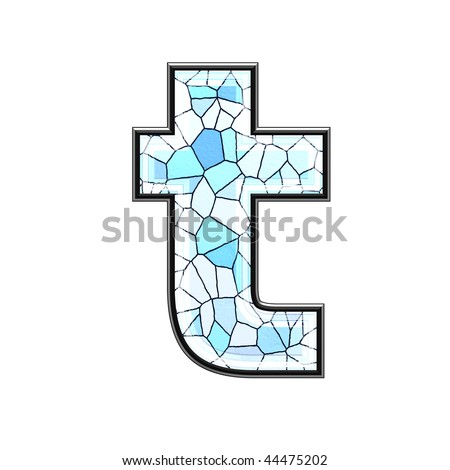 abstract 3d letter with ceramic tile texture - T