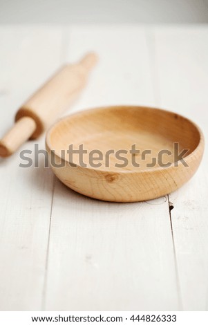  Wood kitchenware on wood board