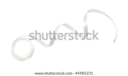 White ribbon curl isolated on white background Royalty-Free Stock Photo #44485231