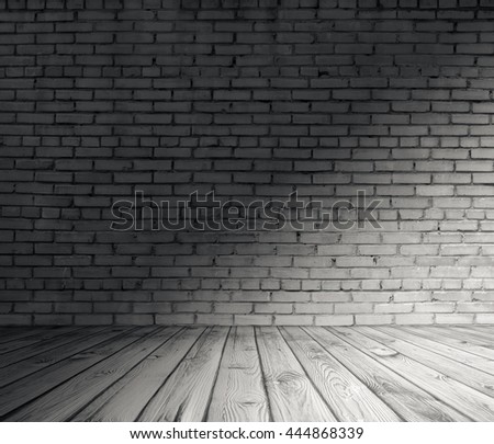 old room with brick wall, grungy background