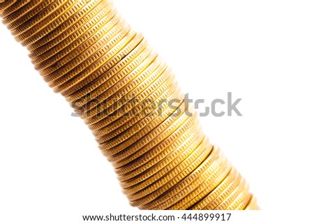 Gold coin stack isolated on white. Studio shot
