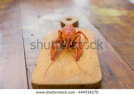 boiled lobster on a wooden background