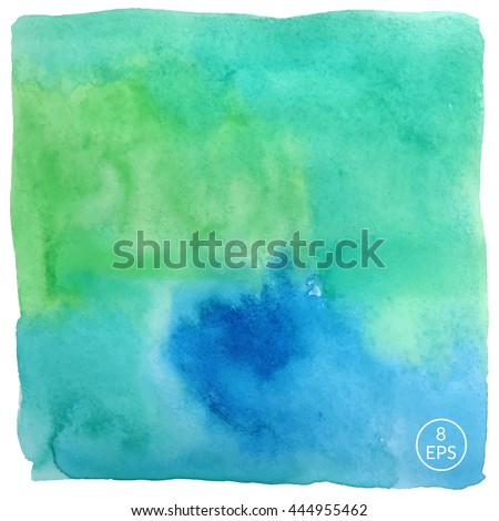 Vector watercolor hand drawn square isolated on white backdrop. Colorful gradient handmade big square for texture, postcard, design, logo, label and other.