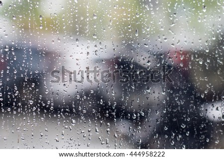 Abstract image of bokeh with water drop on the glass