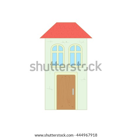 White house with a red roof icon in cartoon style on a white background