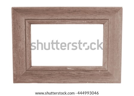 Old wooden photo frame isolated on white background with clipping path.