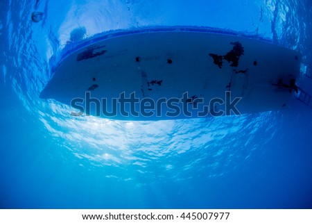 Sunlight and Boat from underwater