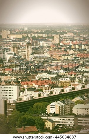 Stockholm, Sweden. Aerial view of Ostermalm district. Filtered color style.