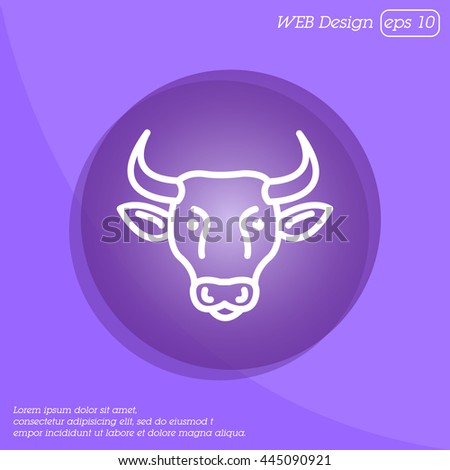 Web line icon. Cow, livestock
