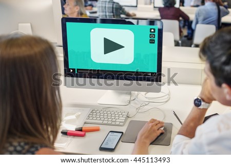 Video Screen Multimedia Technology Education Graphic Concept Royalty-Free Stock Photo #445113493