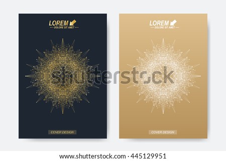 Modern vector template for brochure, leaflet, flyer, cover, magazine or annual report. A4 size. Business, science, medicine and technology design book layout. Abstract presentation with golden mandala