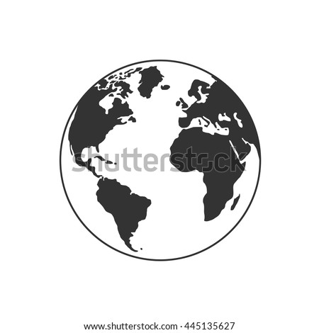 Vector globe icon of the world.
