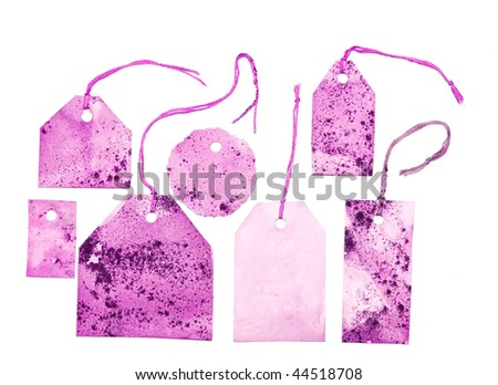 Set of purple tags