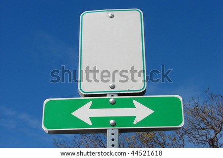 blank white and green sign with arrow