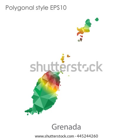 Grenada map in geometric polygonal style.Abstract gems triangle,modern design background. Vector illustration EPS10
