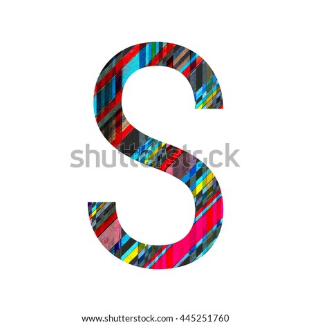 English alphabet with vintage colorful wood texture isolated on white background.