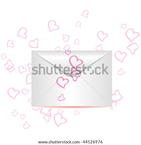 vector love letter on heart background