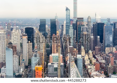 New York aerial skyline.