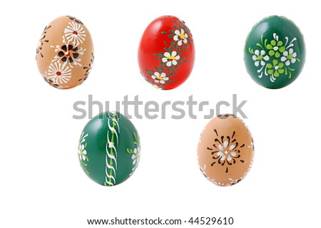 Set of five Easter eggs with ornaments