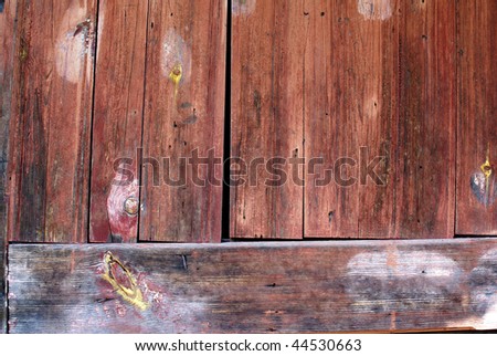 Weathered painted obsolete wooden rough planks background