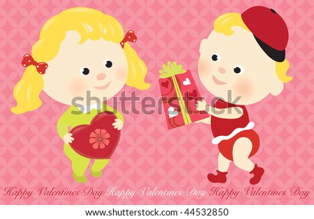Valentine babies holding presents