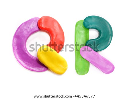 Color plasticine alphabet, isolated. 