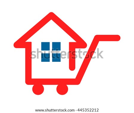 house trolley cart carry carriage image vector icon logo