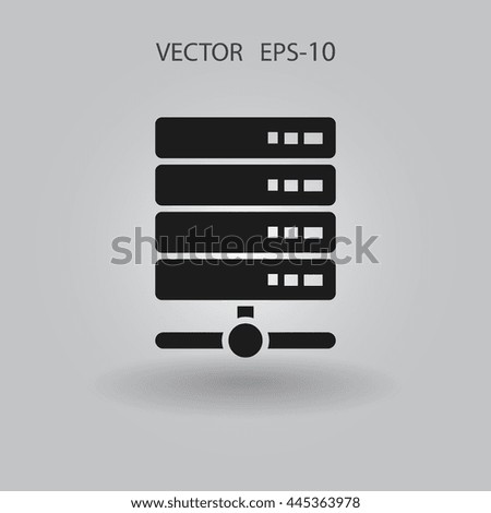 Flat long shadow Computer Server icon, vector illustration